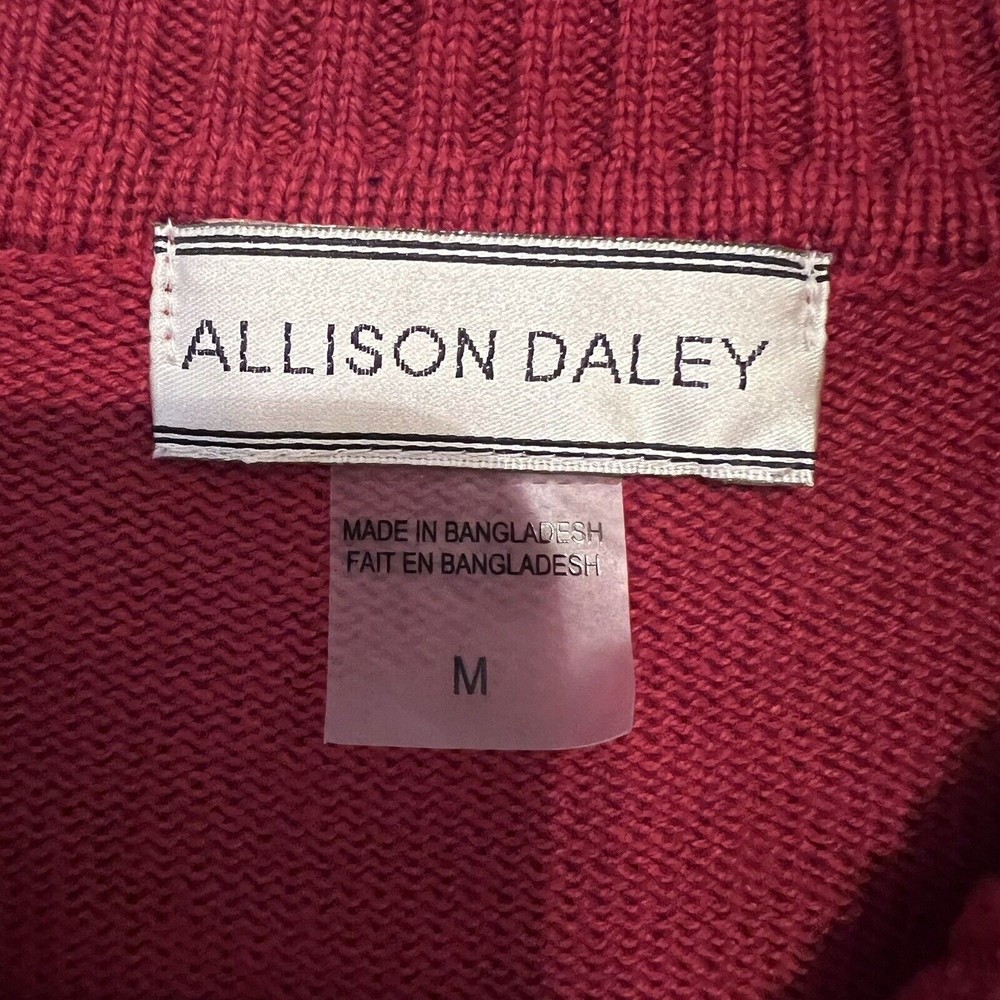 Allison Daley Cardigan Sweater Maroon Long Sleeve Textured Knit Full Zip Pockets - Picture 7 of 13